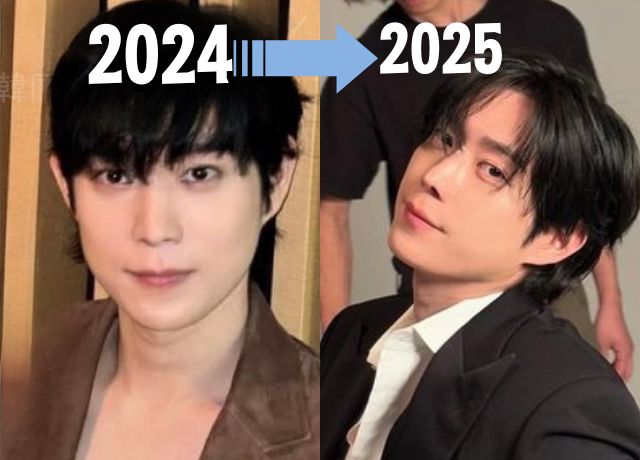 2024年と2025年のキムヨンデの整形疑惑の比較画像