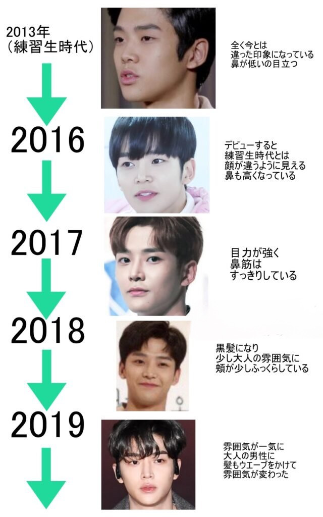 ロウンの顔の変化の早見年表