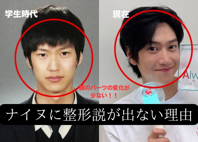 ナイヌに整形説が出ない理由は顔が変わっていないから