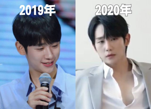 チョンヘインの2019年から2020年までの顔の変化を比較